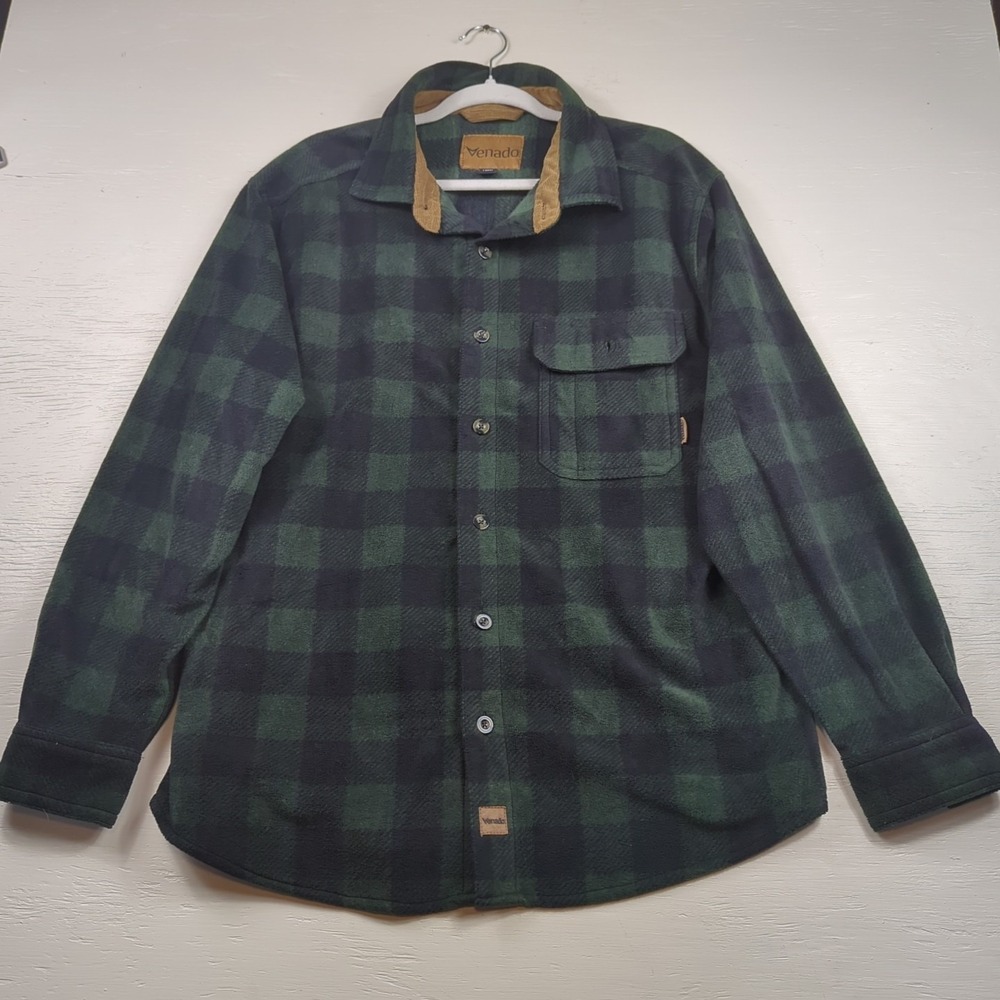 Venado Bonfire Plaid Fleece Shirt Large Men's Buffalo‎ Green